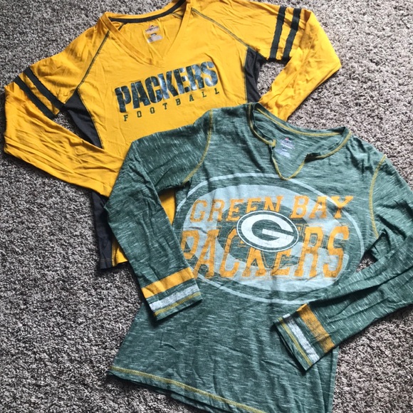 Majestic Tops - Two Packers football long sleeved T’s L